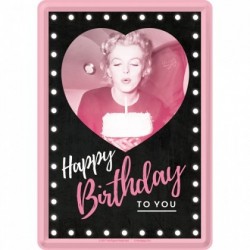 Placa metalica - Marilyn Monroe Happy Birthday- 10x14 cm